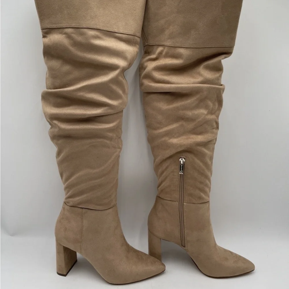 Jessica Simpson Alexiana Faux Suede Thigh High Beige Boots Size 8